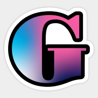 Capital Letter G Monogram Gradient Pink Blue White Sticker